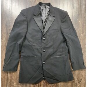 Lineal‎ Juomo Men's Suit Jacket 40L Black 3 Button Wool Sport Coat Blazer